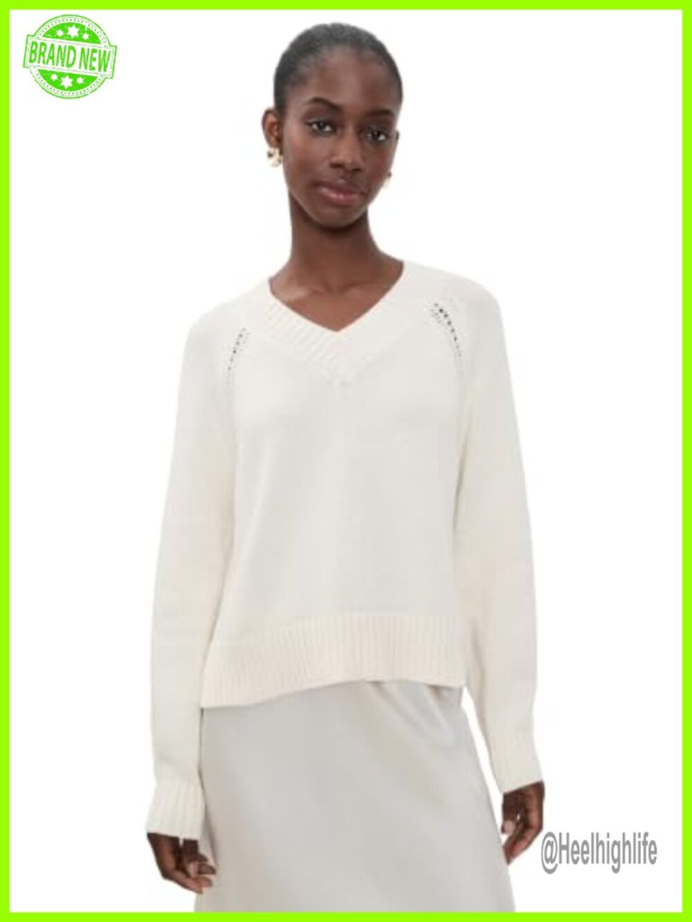 Z Supply Stratton V-Neck Pullover Sweater Ribbed Trim Long Sleeve